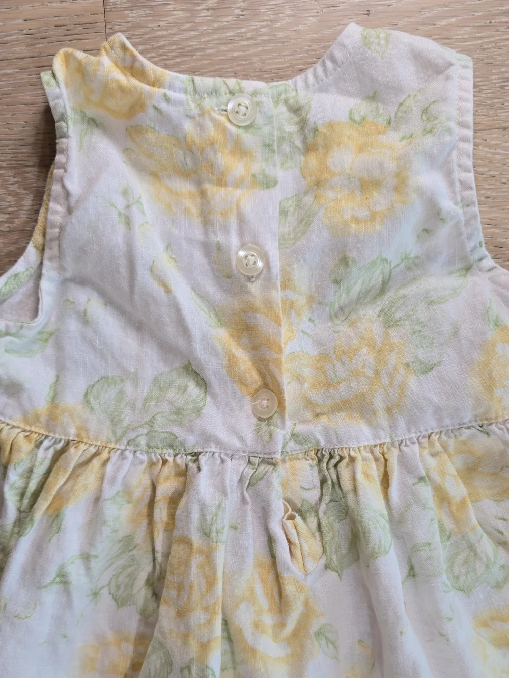 Baby GAP Linen Dress 12-18 Mo. Yellow Floral